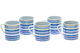 Juego de 5 tazas a rayas azules
