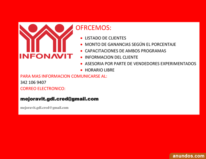 Estallar Mujer Abreviatura Se buscan asesores de venta infonavit - Guadalajara Ciudad